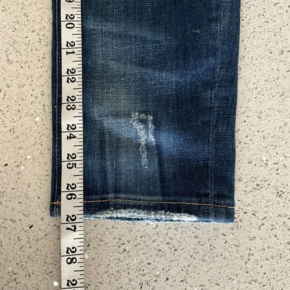 Zara Distressed Patchwork Tapered Skinny Jeans Blue32 - Picture 7 of 12